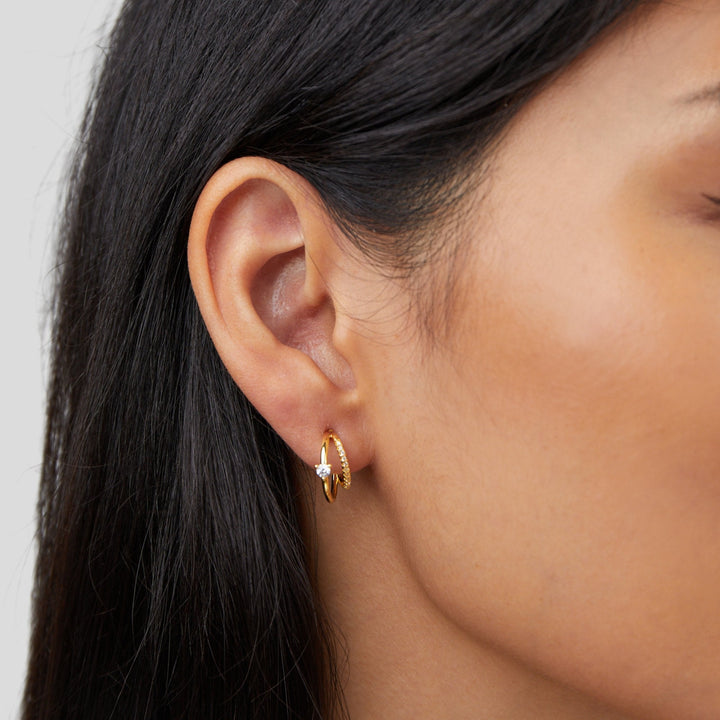 Diamond touch gold earrings