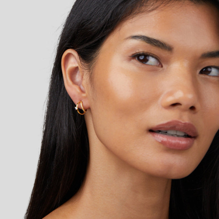 Diamond touch gold earrings