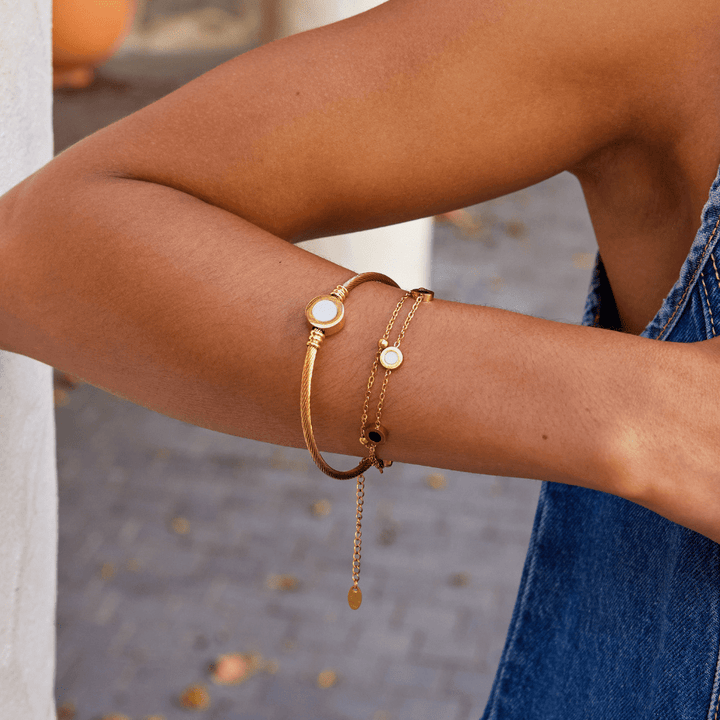 Gold Rotatable with black Touch Bangle