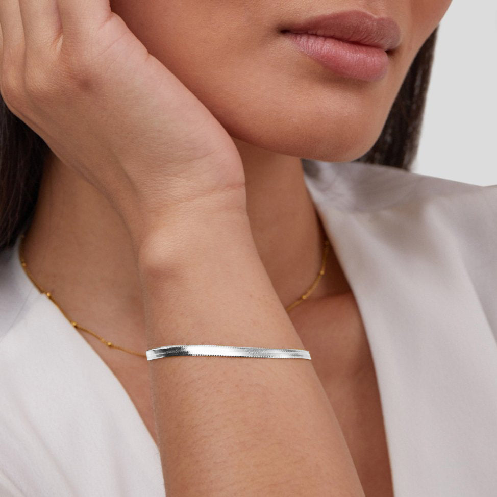 Snake Chain Silver Bracelet