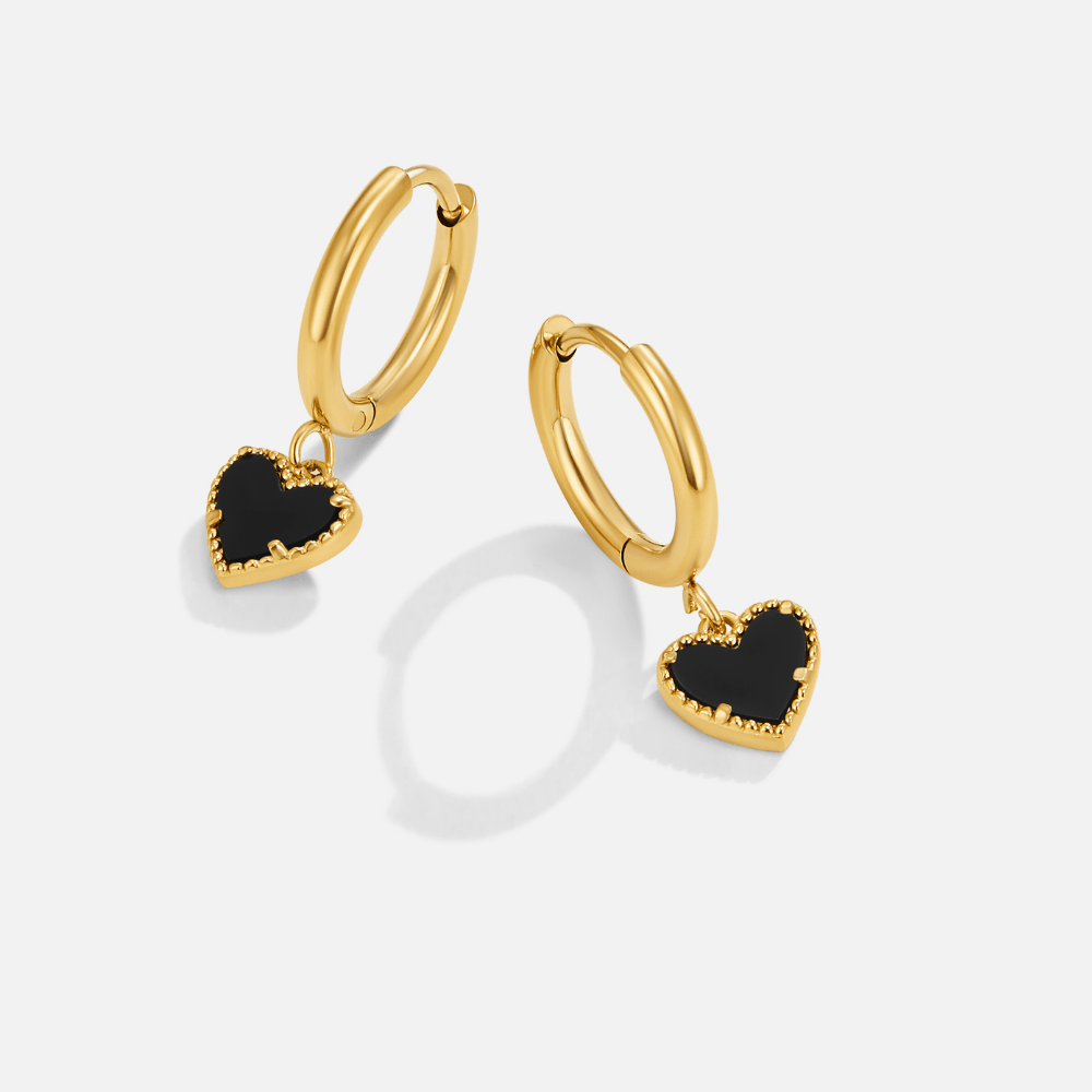 Black Hearts Hoop Earrings